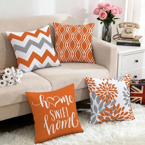 Throw Pillow Covers 16x16 (Orange / 16" x 16" (Pack of 4))