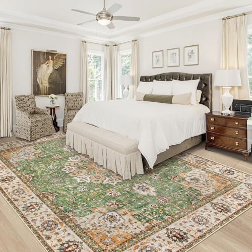 Area Rug 9x12 Washable Rug (Vintage Green / 9' x 12' (Rectangular))