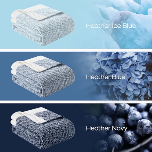 Blue Bedding Blanket Twin Size for Bed and Sofa (Heather Blue / Twin (60"x80"))
