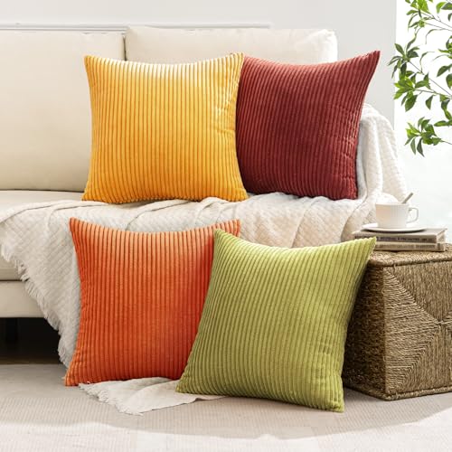 Fall Decorative Throw Pillow Covers Yellow Orange Rust 20x20 (20" x 20" (Pack of 4) / Yellow Orange)