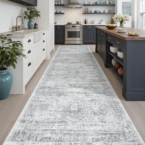 Washable Hallway Runner Rug 3x10 Kitchen Entry Rugs Non (Grey / 3' x 10' (Runner))