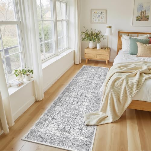 Washable 2x8 Runner Rug (Grey / 2' x 8' (Runner))
