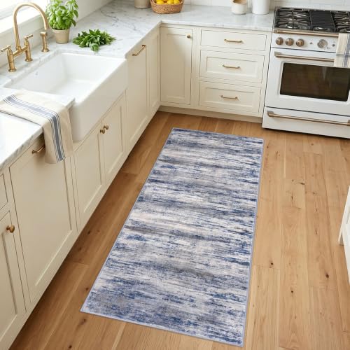 Modern Washable Rug Runner 2x5 Hallway Rug Runner Grey (Blue-grey / 2' x 5' (Runner))