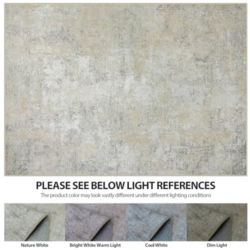 5x7 Area Rugs for Living Room Washable Bedroom Dining Room Beige Grey (Beige/Grey / 5' x 7' (Rectangular))