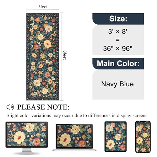3x8 Kitchen Runner Rug (Navy Blue / 3' x 8' (Rectangular))