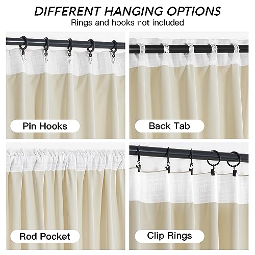 Velvet Curtains 102 inches Long (Beige / 52"W x 102"L (Pack of 2))