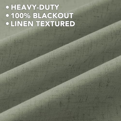 100% Blackout Linen Curtains 102" L Heathered Dried Sage (Heathered Dried Sage / 52"W x 102"L (Pack of 2))