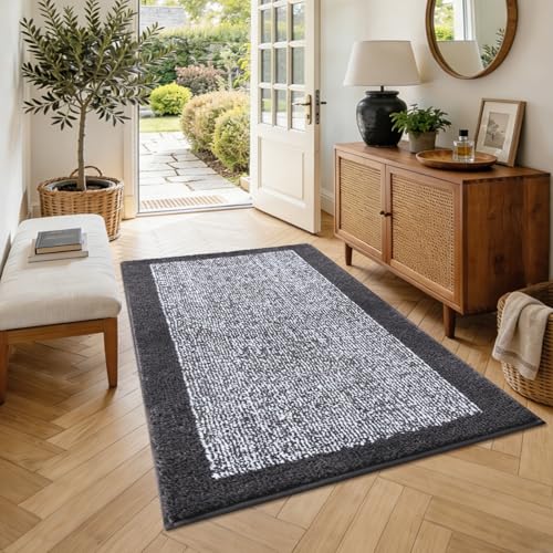 48x32 Bathroom Rugs Non Slip Washable (Dark Grey / 2'8" x 4' (Rectangular))