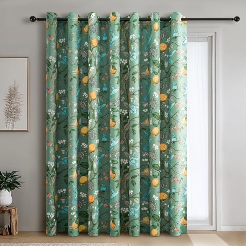 Sliding Door Patio Floral Curtains & Drapes (Sage Green / 100"W x 84"L (Pack of 1))