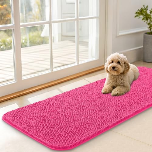 Dog Door Mat for Muddy Paws 47x17 (Hot Pink / 47" X 17")