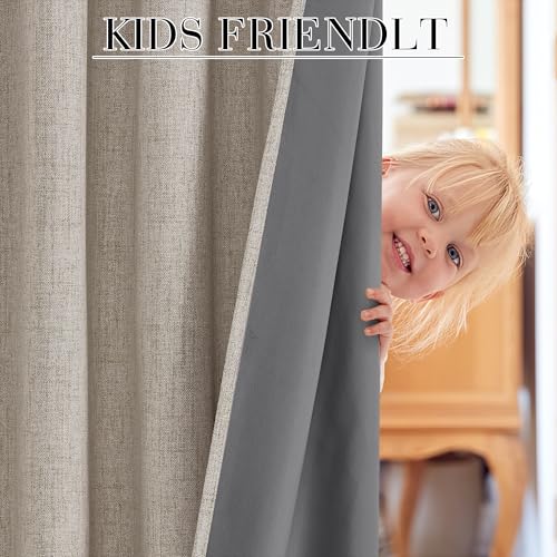 Natural Beige 100% Blackout Short Curtains 45 Inch Long (Natural Beige / 52"W x 45"L (Pack of 2))