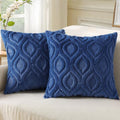 Faux Fur Plush Soft Dark Blue Throw Pillow Covers 20x20 Set of 2 (20" x 20" (Pack of 2) / Dark Blue)