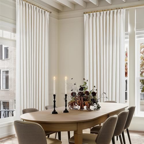 98 Inch Long Curtains Pinch Pleat Linen Curtains 2 Panels Natural (Natural / 40"W x 98"L (Pack of 2))