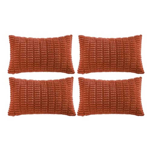 4 Packs Decorative Throw Pillow Covers for Living Room Couch Bed (24" x 12" (Pack of 4) / Burnt Orange)