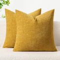 Soft Chenille Throw Pillow Covers Mustard Yellow 18x18 Pack of 2 (18" x 18" (Pack of 2) / Mustard Yellow)