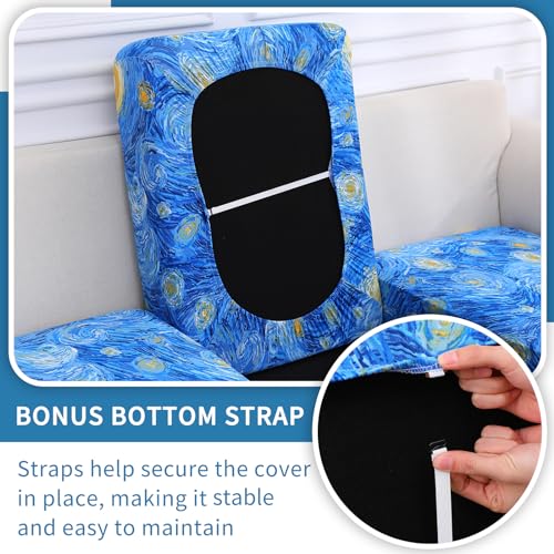 Printed Couch Cushion Covers (Light Blue / Seat Cover Medium)