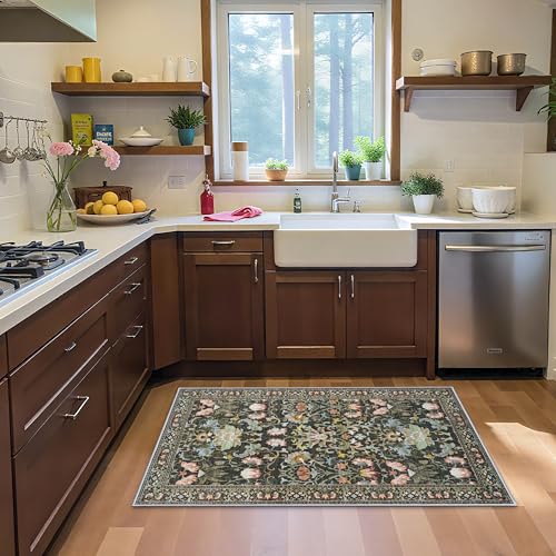 Washable 4x6 Bedroom Rug for Family (4' x 6' (Rectangular) / Green)