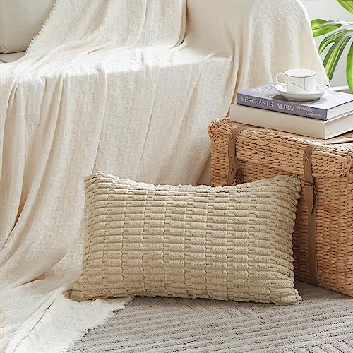 4 Packs Decorative Throw Pillow Covers for Living Room Couch Bed (24" x 16" (Pack of 4) / Tan)