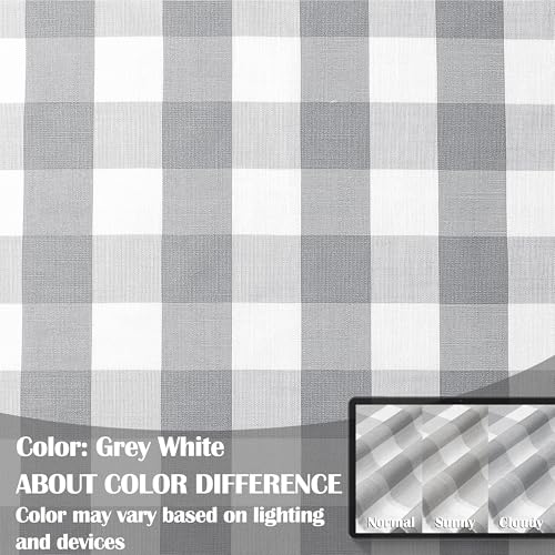 Grey White Buffalo Plaid Curtains 72 Inches Long (Gray/White / 52"W x 72"L (Pack of 2))