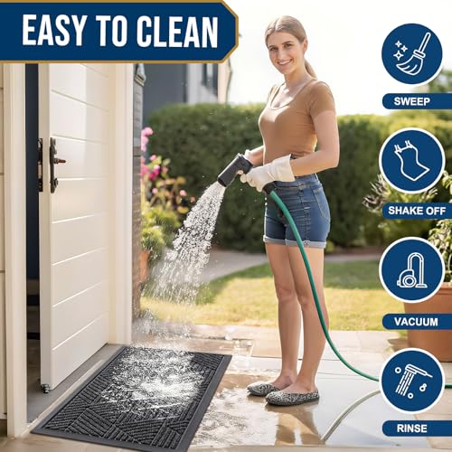 Front Door Mat Outside Entrance (Medium Grey / 59" X 34")