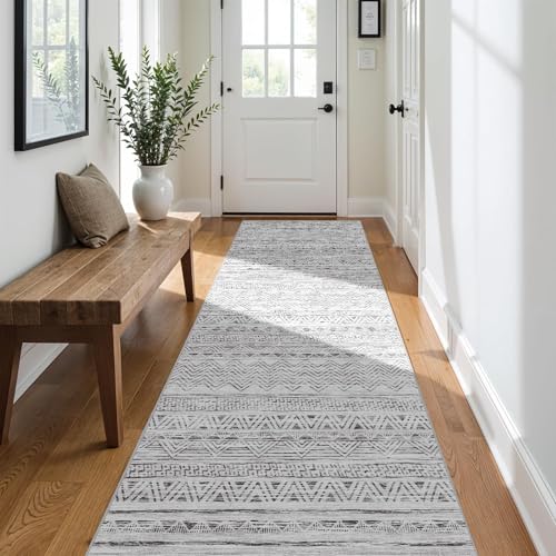 3x10 Runner Rug Washable Moroccan (Grey / 3' x 10')