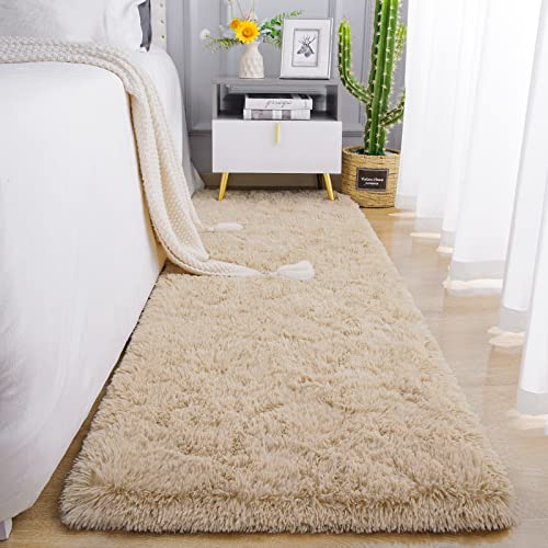 Soft Runner Rugs for Bedroom Living Room Plush Fluffy Rug 2x5 (Camel / 2' x 5' (Runner))