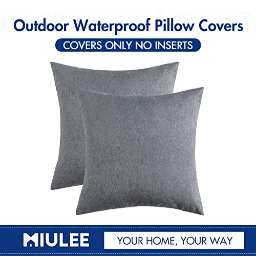 Decorative Outdoor Pillow Covers Waterproof 12x12 Dark Grey (12" x 12" (Pack of 2) / Dark Grey)