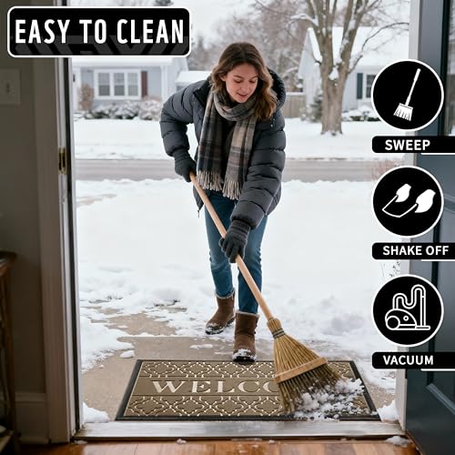 Welcome Mat Outdoor Indoor (60x36 Inch / Coffee)