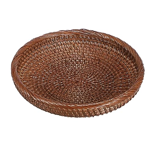 Small Key Basket Bowl for Entryway 7.6" Round Wicker Basket (X-Small, 7.6" / Brown)
