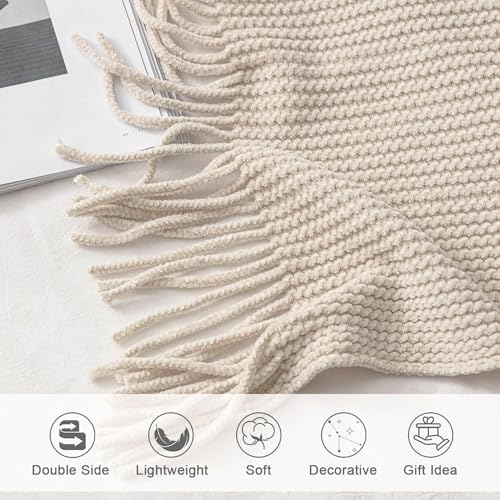 Chenille Throw Blanket 50x60 (A-cream / 50*60'')