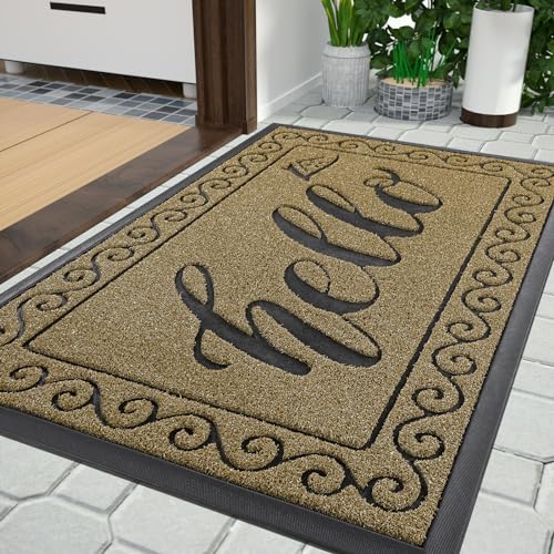 Welcome Mats for Front Door 36x24 (Beige Brown / 36x24 Inch)