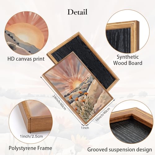 Boho Sun Canvas Wall Art Set (Watercolor / 16"L x 24"W)