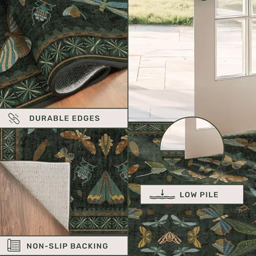 Vintage Dark Green 4ft Round Small Rug for Entryway Indoor (4' (Round) / Dark Green)