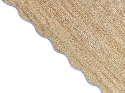 Wave Scalloped Natural Jute Rug (Grey / 6'x9' (Rectangular))
