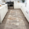 3x6 Runner Rug Washable Abstract (Brown/Brick / 3' x 6')