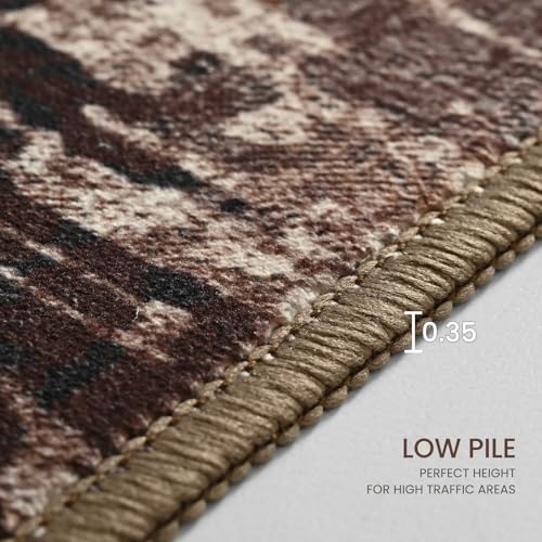 2x6 Brown Rug Runners for Hallways Kitchen Runner Rug Non Slip Washable Coffee Long Runner Rugs with Rubber Backing Soft Abstract Carpet Runner for Bedroom (Brown / 2' x 6' (Runner))