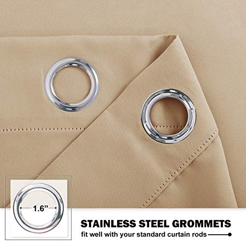 Kitchen Windows Curtains Blackout for Home Christmas (Biscotti Beige / 42"W x 36"L (Pack of 2))