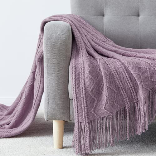 Light Lavender Throw Blanket 50x60Inch Knit Soft Throw Sofa Blanket (Light Lavender / 50"x60")