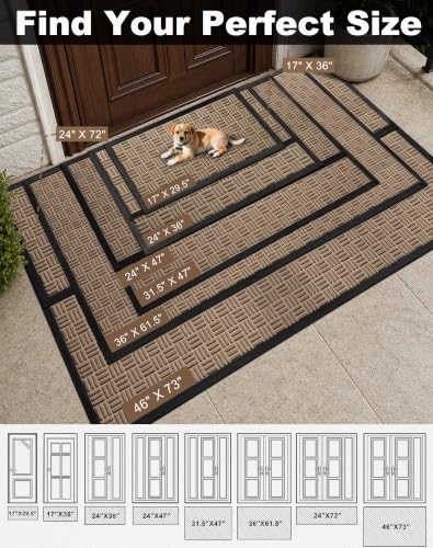 Front Door Mat Outdoor Entrance (Sandstone Beige / 3'10" x 6'1" (Rectangular))