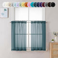 Dusty Blue Sheer Curtains 36 inch Length 2 Panels (Stone Blue / 42"W x 36"L (Pack of 2))