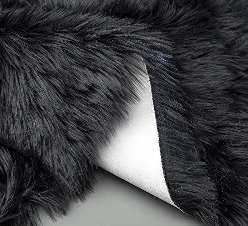 Ultra Soft Faux Sheepskin Fur Rug 2x6 Feet Fluffy Rug for Bedroom (2' x 6' (Sheepskin) / Black)