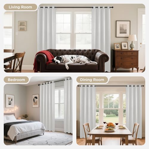 White Curtains 84 Inches Long 2 Panels Set (Greyish White / 52"W x 84"L (Pack of 2))