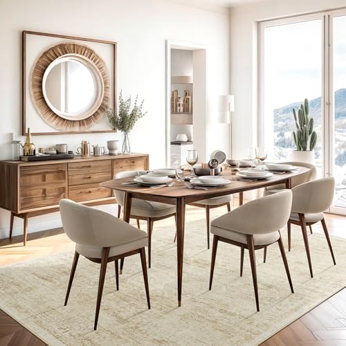 Washable Area Rug 8x10 Large Soft Living Room Rugs Beige (Beige/Ivory / 8' x 10' (Rectangular))