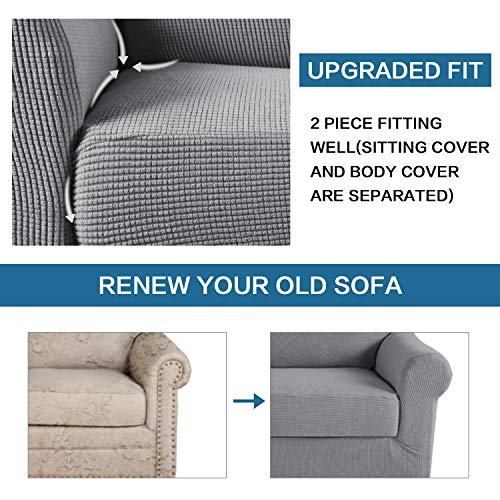 2 Pieces Armchair Cover Chair Slipcovers with Arms Furniture Protector Cover Fit Armchair Width Up to 47 Inch (Small / Dove)