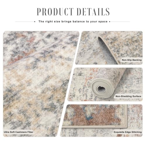 3x14 Washable Runner Rug：Modern Abstract Kitchen Soft Carpet Taupe (Taupe / 3' x 14' (Rectangular))