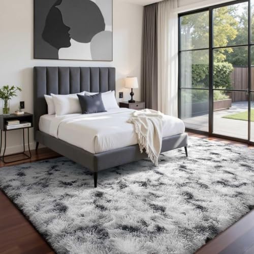 4x6 Ft Shag Area Rug for Bedroom Living Room (Bd Black White 4sm11 / 4' X 6' (Rectangular))