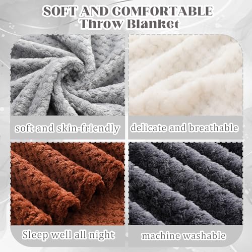 4 Pcs Fleece Throw Blanket (Gradient Gray)