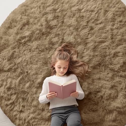 Taupe Round Rugs for Bedroom (6 Ft Round / Taupe)