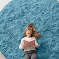 Slate Blue Round Rugs for Bedroom (7 Ft Round / Slate Blue)