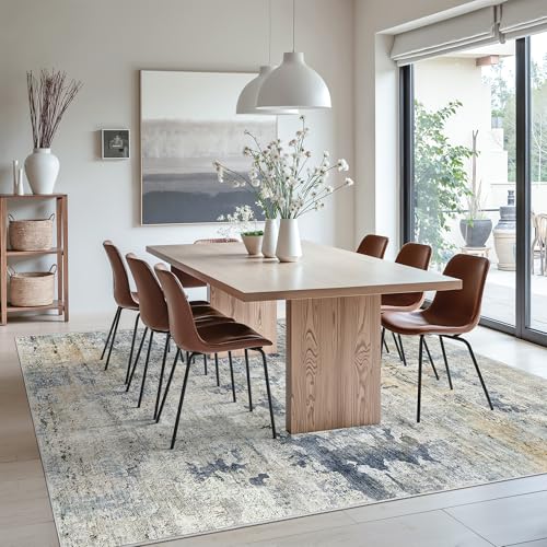 Abstract Rug 8x10 Large Living Room Area Rugs Washable Blue (Blue/Yellow / 8' x 10' (Rectangular))
